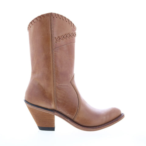 Jama Old West Snip Toe 18153 Womens Brown Leather Zipper Western Boots