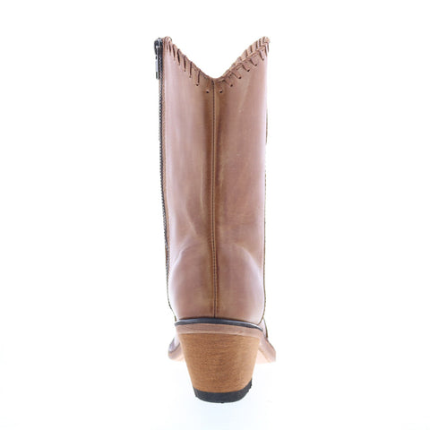 Jama Old West Snip Toe 18153 Womens Brown Leather Zipper Western Boots