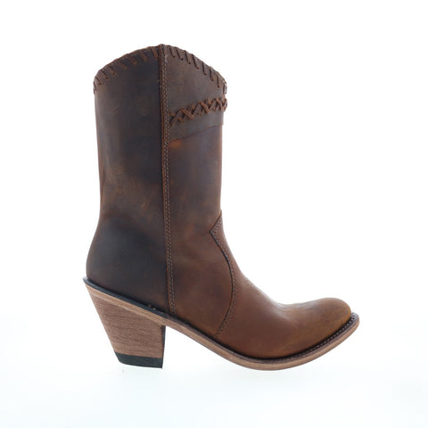 Jama Old West Snip Toe 18154 Womens Brown Leather Zipper Western Boots