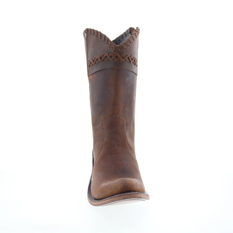 Jama Old West Snip Toe 18154 Womens Brown Leather Zipper Western Boots