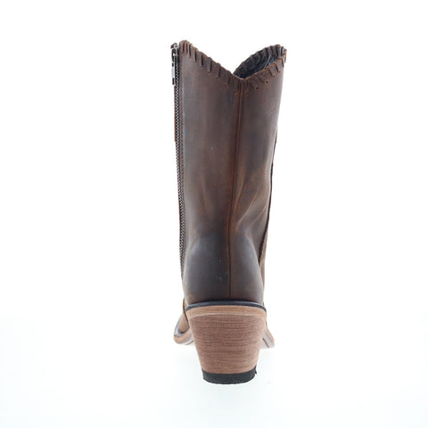Jama Old West Snip Toe 18154 Womens Brown Leather Zipper Western Boots