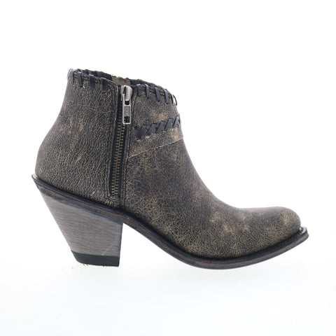 Jama Old West Snip Toe 18155 Womens Gray Leather Zipper Western Boots