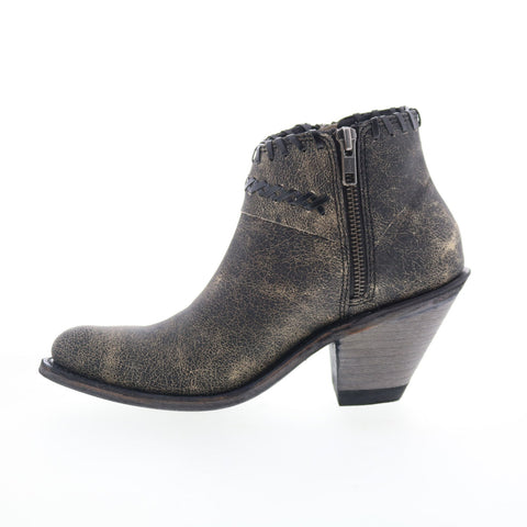 Jama Old West Snip Toe 18155 Womens Gray Leather Zipper Western Boots