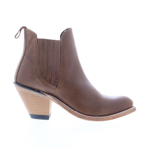 Jama Old West 18156 Womens Brown Leather Slip On Cowboy Western Boots