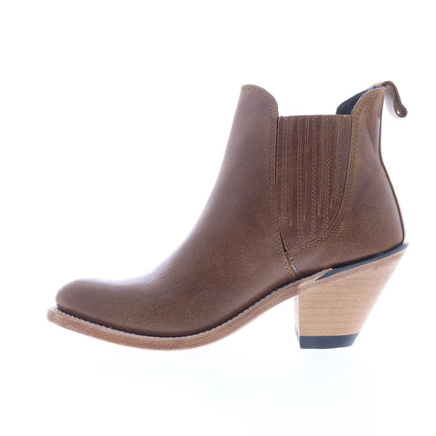 Jama Old West 18156 Womens Brown Leather Slip On Cowboy Western Boots