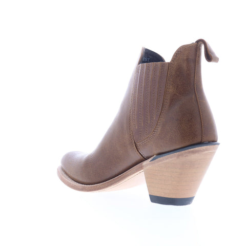 Jama Old West 18156 Womens Brown Leather Slip On Cowboy Western Boots