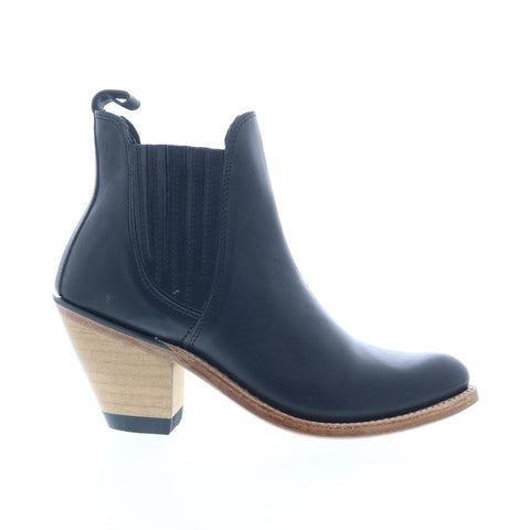 Jama Old West 18157 Womens Black Leather Slip On Cowboy Western Boots