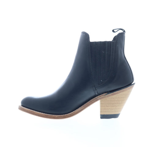 Jama Old West 18157 Womens Black Leather Slip On Cowboy Western Boots