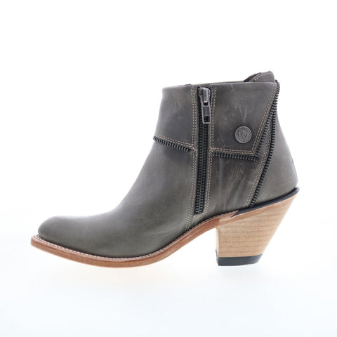 Jama Old West Snip Toe 18161 Womens Gray Leather Zipper Western Boots