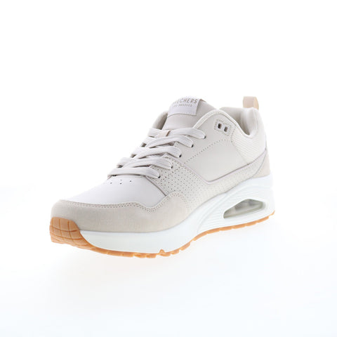 Skechers Uno Retro One 183020 Mens Beige Leather Lifestyle Sneakers Shoes