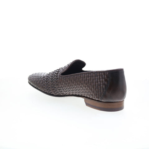 Zelli Italia Luce Hand Woven Calfskin Mens Brown Loafers Casual Shoes