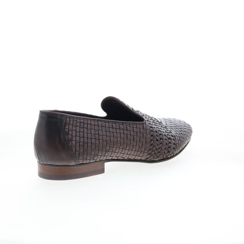 Zelli Italia Luce Hand Woven Calfskin Mens Brown Loafers Casual Shoes