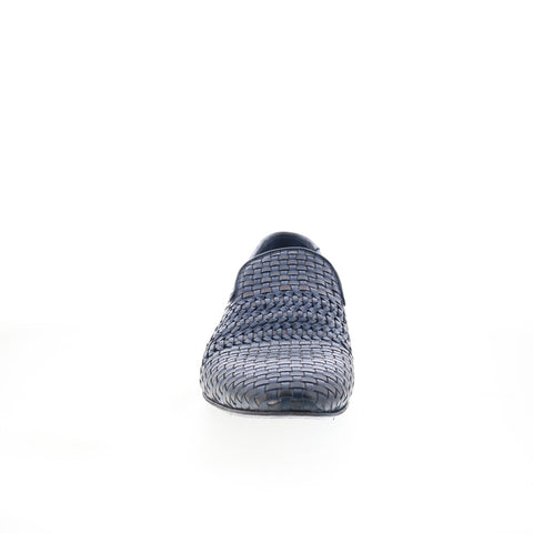 Zelli Italia Luce Hand Woven Calfskin Mens Blue Loafers Casual Shoes