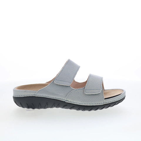 Drew Cruize 19179-37 Womens Blue Wide Leather Slip On Slides Sandals Shoes