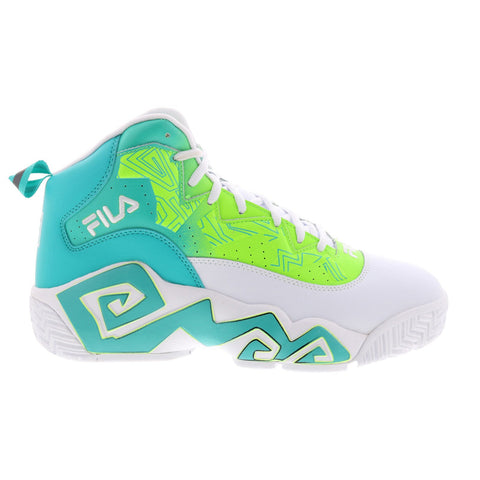 Fila MB 1BM01748-142 Mens White Leather Lace Up Athletic Basketball Shoes