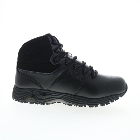 Fila Memory Breach Slip Resistant Steel Toe Mens Black Leather Work Boots