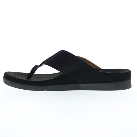 Spenco Hampton Suede 20210 Womens Black Synthetic Flip-Flops Sandals Shoes