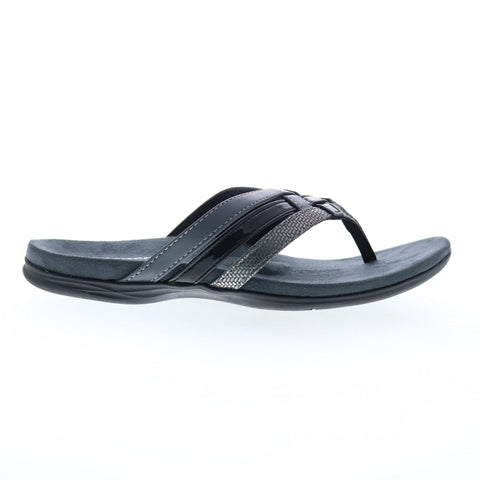 Spenco Triple Strap 20266 Womens Black Synthetic Flip-Flops Sandals Shoes