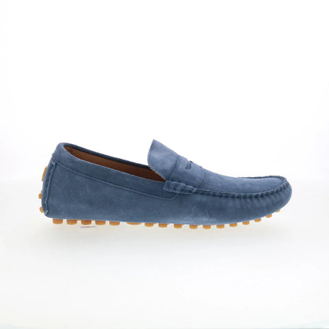 Johnston & Murphy 20-6327 Mens Blue Suede Loafers & Slip Ons Penny Shoes