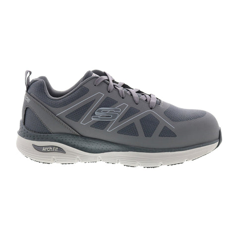 Skechers Arch Fit Slip Resistant SR Vigorit Mens Gray Wide Athletic Shoes