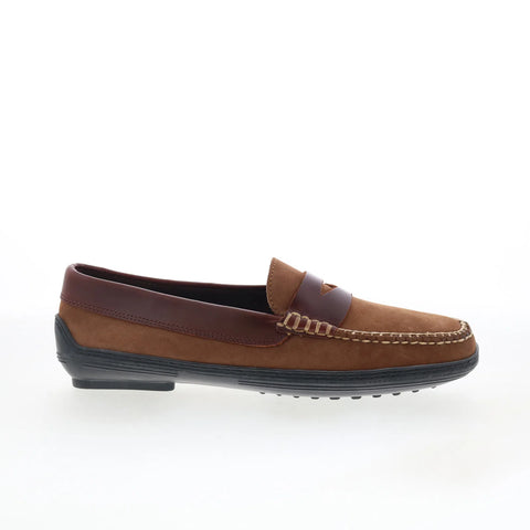 T.B. Phelps 2020-42 Mens Brown Nubuck Loafers & Slip Ons Penny Shoes