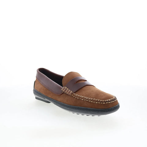 T.B. Phelps 2020-42 Mens Brown Nubuck Loafers & Slip Ons Penny Shoes