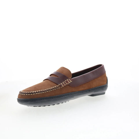 T.B. Phelps 2020-42 Mens Brown Nubuck Loafers & Slip Ons Penny Shoes