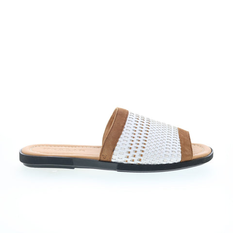Mezlan Woven Slide Sandals 20258 Mens White Leather Slides Sandals Shoes