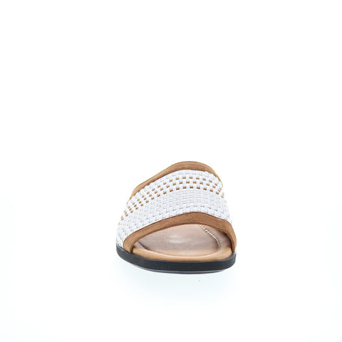 Mezlan Woven Slide Sandals 20258 Mens White Leather Slides Sandals Shoes