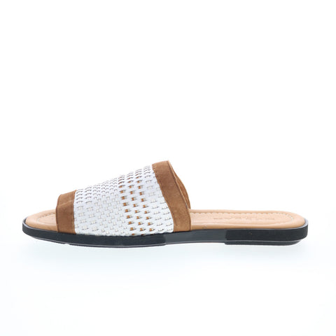 Mezlan Woven Slide Sandals 20258 Mens White Leather Slides Sandals Shoes