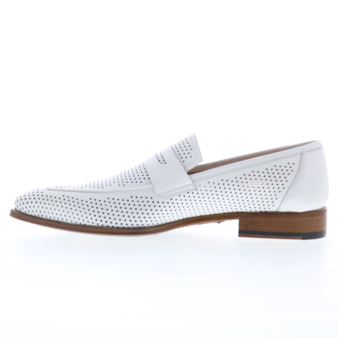 Mezlan Gianni 20296 Mens White Leather Loafers & Slip Ons Penny Shoes