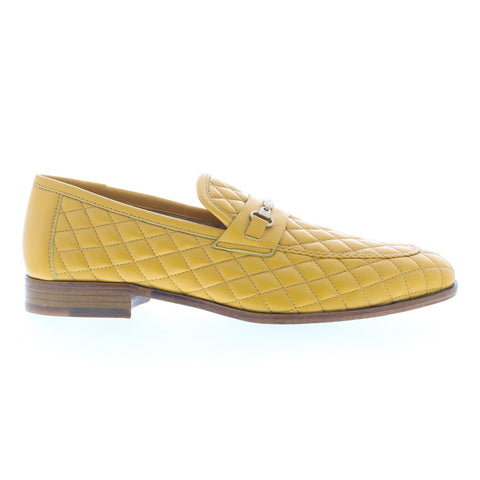 Mezlan Quilted Calfskin Loafers 206618 Mens Yellow Loafers Casual Shoes