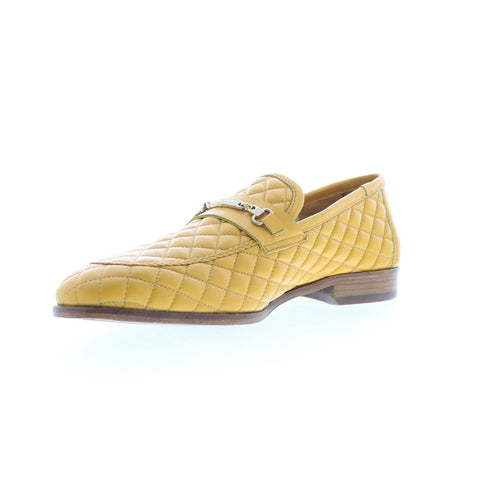 Mezlan Quilted Calfskin Loafers 206618 Mens Yellow Loafers Casual Shoes