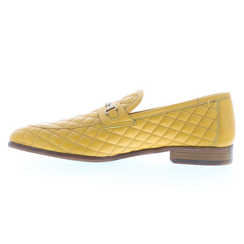 Mezlan Quilted Calfskin Loafers 206618 Mens Yellow Loafers Casual Shoes
