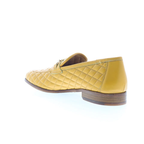 Mezlan Quilted Calfskin Loafers 206618 Mens Yellow Loafers Casual Shoes