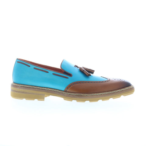 Mezlan Two Tone Wingtip 20745 Mens Blue Loafers & Slip Ons Tasseled Shoes