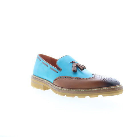 Mezlan Two Tone Wingtip 20745 Mens Blue Loafers & Slip Ons Tasseled Shoes