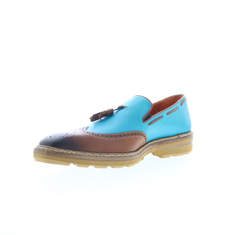 Mezlan Two Tone Wingtip 20745 Mens Blue Loafers & Slip Ons Tasseled Shoes