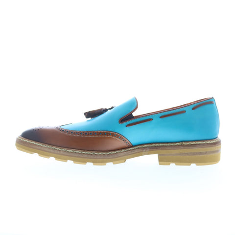 Mezlan Two Tone Wingtip 20745 Mens Blue Loafers & Slip Ons Tasseled Shoes