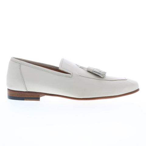 Mezlan Javea 21146 Mens White Leather Loafers & Slip Ons Tasseled Shoes