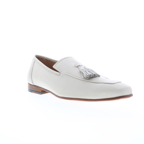 Mezlan Javea 21146 Mens White Leather Loafers & Slip Ons Tasseled Shoes