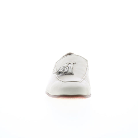 Mezlan Javea 21146 Mens White Leather Loafers & Slip Ons Tasseled Shoes