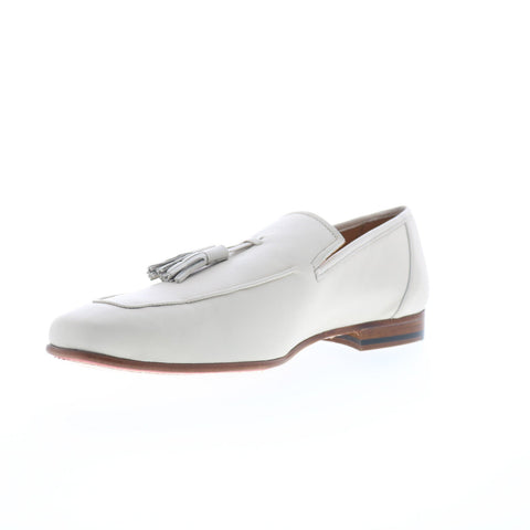 Mezlan Javea 21146 Mens White Leather Loafers & Slip Ons Tasseled Shoes