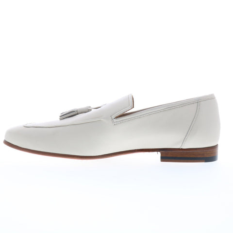 Mezlan Javea 21146 Mens White Leather Loafers & Slip Ons Tasseled Shoes