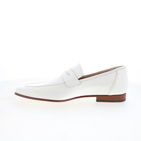 Mezlan Calfskin Penny Loafer Mens White Loafers & Slip Ons Penny Shoes