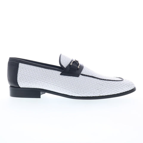 Mezlan Silva Woven Slip On 21503 Mens White Loafers & Slip Ons Casual Shoes