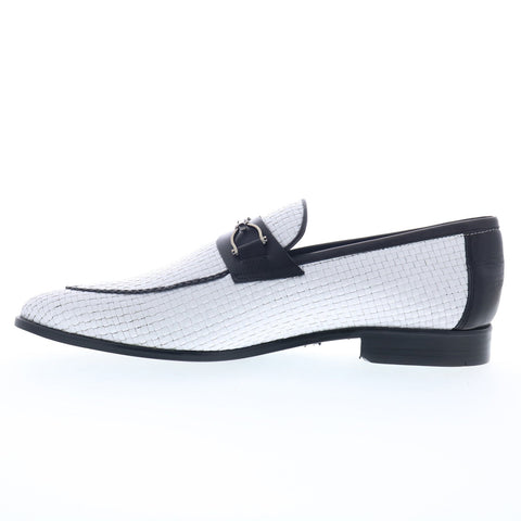 Mezlan Silva Woven Slip On 21503 Mens White Loafers & Slip Ons Casual Shoes