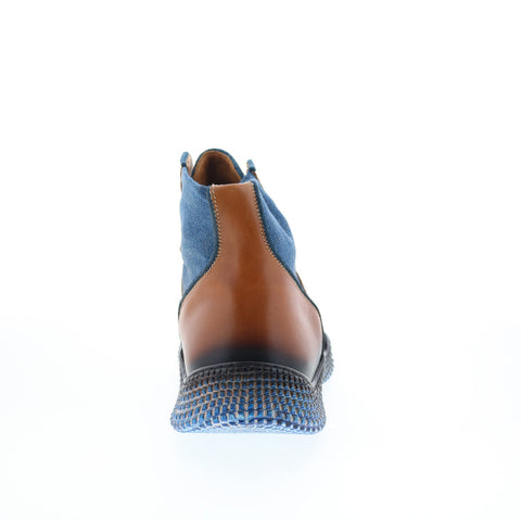 Mezlan Ostrich& Denim High Top Sneaker Mens Blue Lifestyle Sneakers Shoes