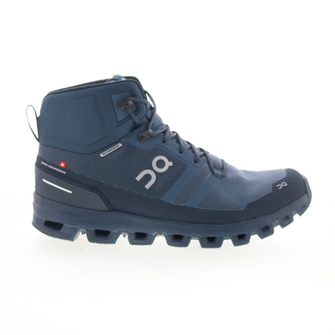On Cloudrock Waterproof 29.99754 Mens Blue Mesh Lace Up Hiking Boots