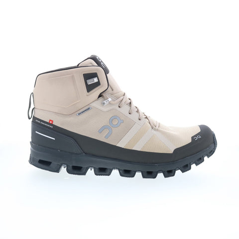 On Cloudrock Waterproof 24 Womens Beige Mesh Lace Up Hiking Boots